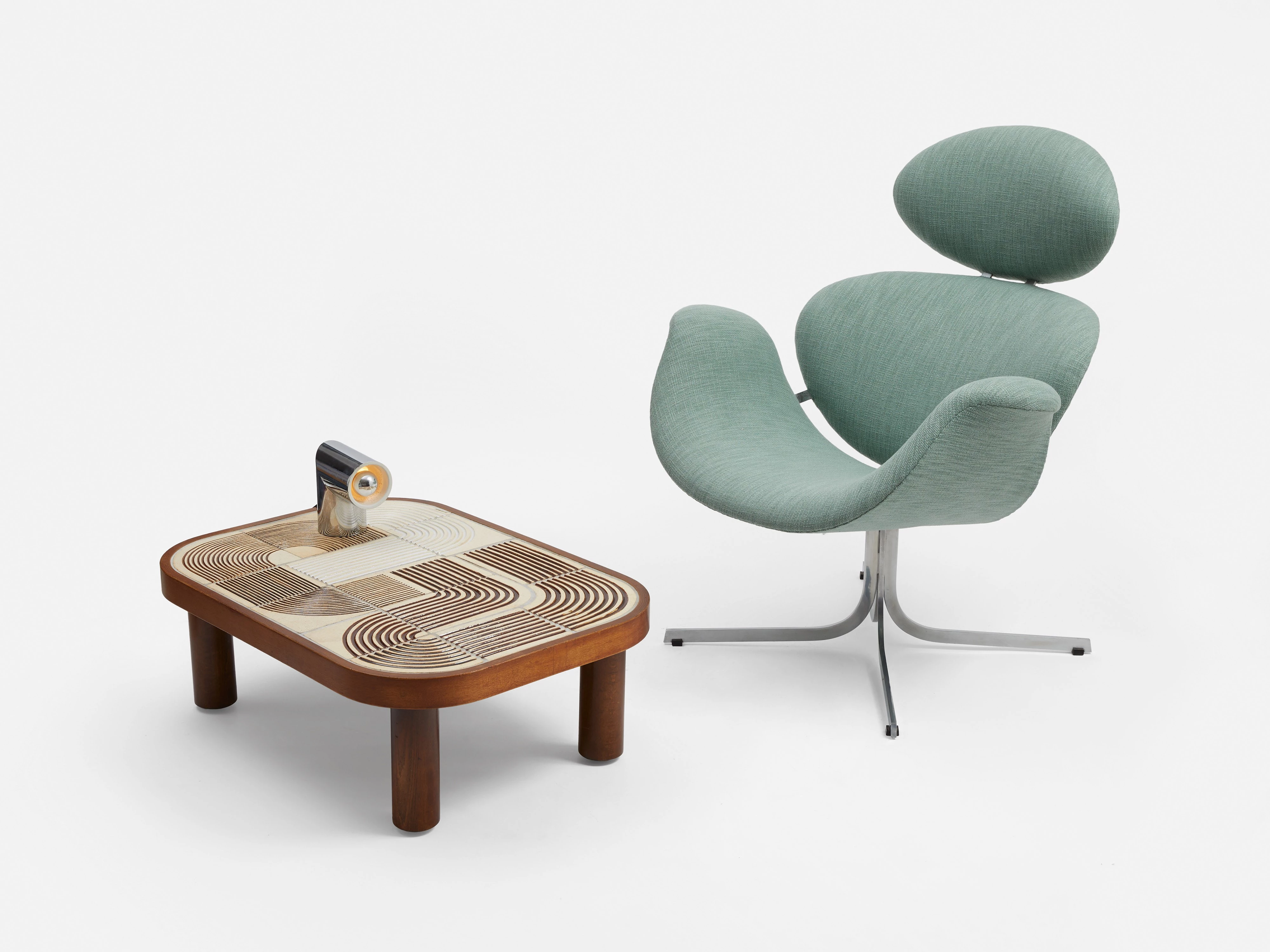 F 551 armchair and ottoman (light green) - Pierre Paulin - Seating - Galerie kreo